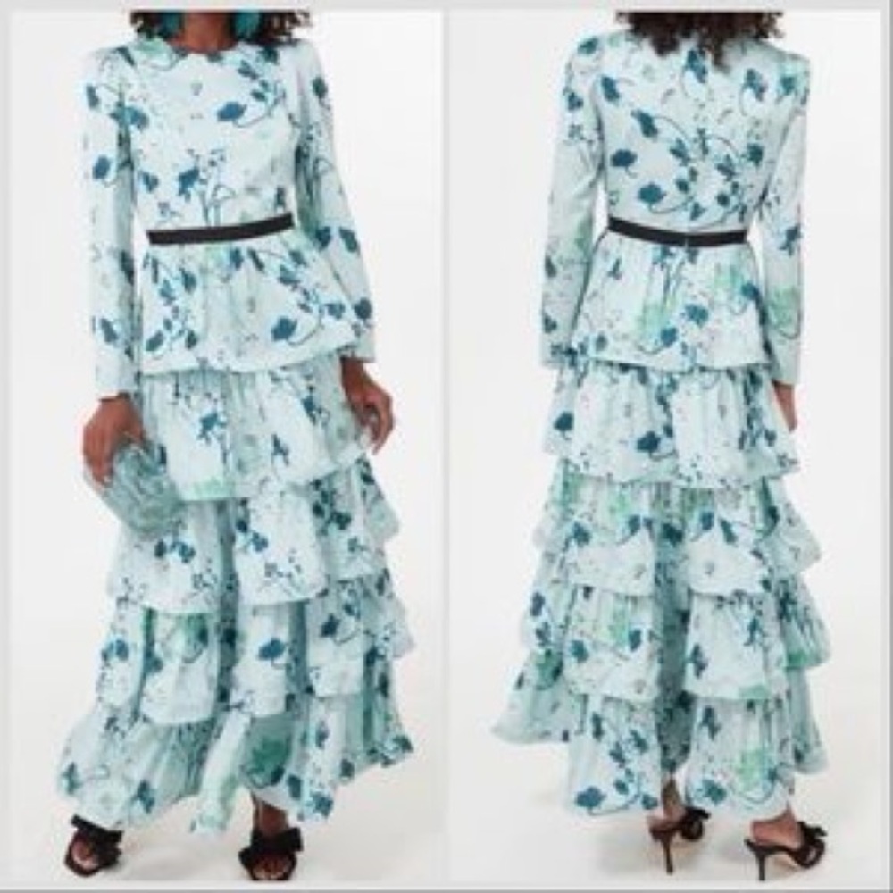 Tuckernuck Indigo Blooms Mint Floral Dress